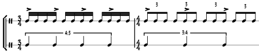 3拍4連と4拍3連