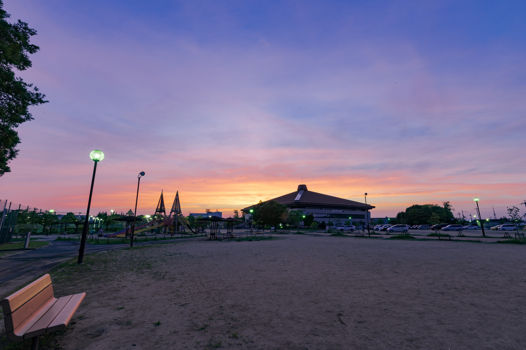 お風呂公園と夕焼け